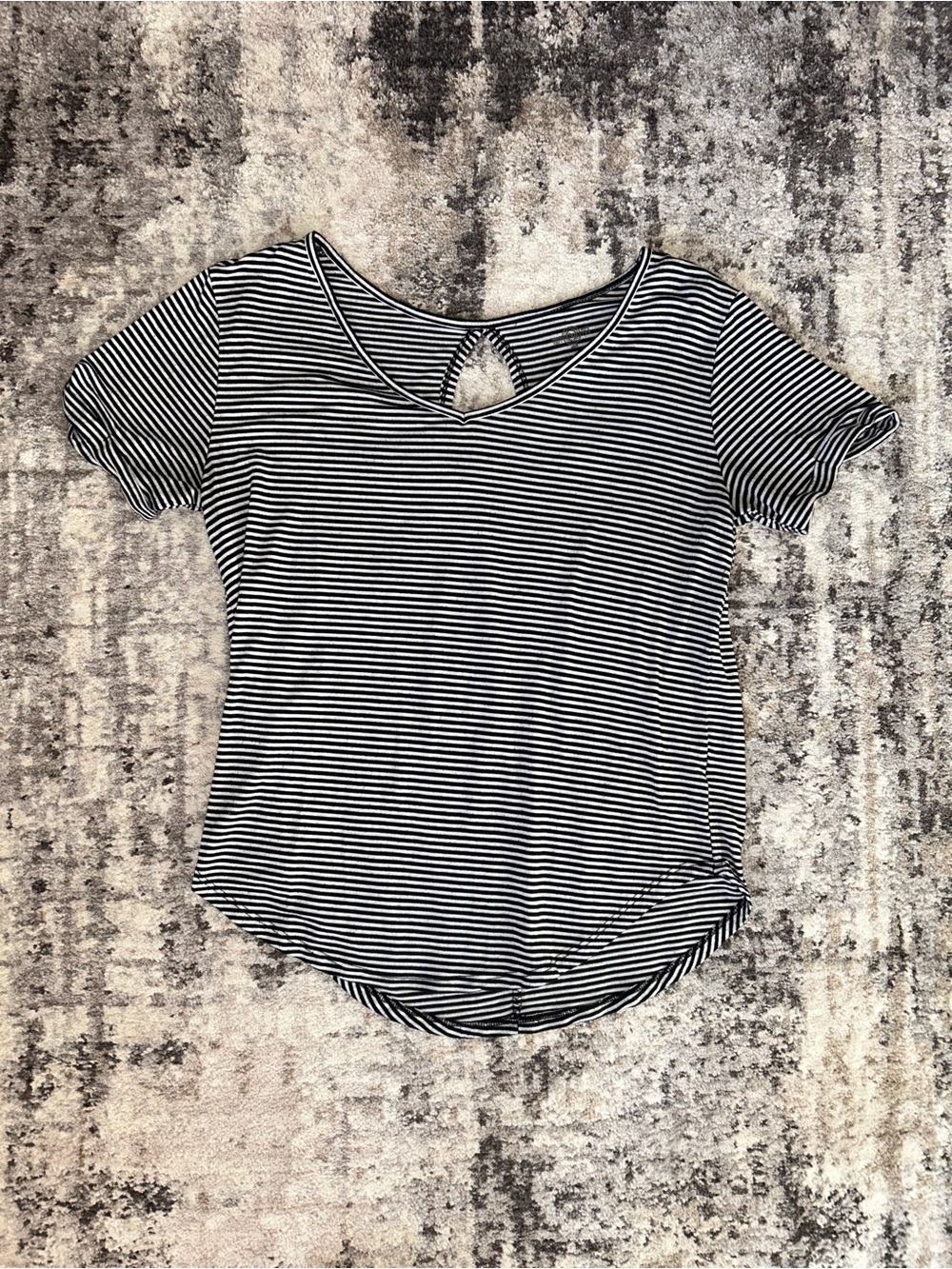 SO Black and White Striped Short Sleeve Top
